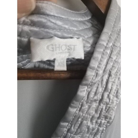 Ghost London Dress Women's Size XS Blue Gray Boho Peasant Bell Sleeves FLAW - Picture 3 of 16